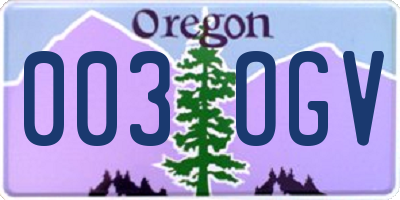 OR license plate 003OGV