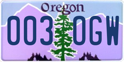 OR license plate 003OGW
