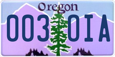 OR license plate 003OIA