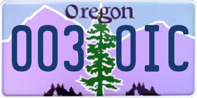 OR license plate 003OIC