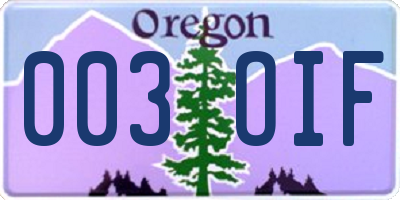 OR license plate 003OIF