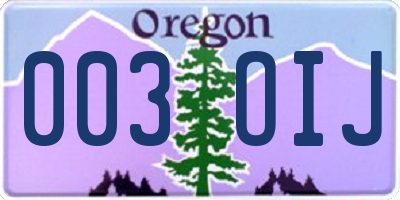 OR license plate 003OIJ