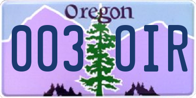 OR license plate 003OIR