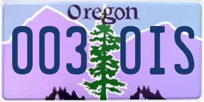 OR license plate 003OIS