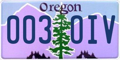OR license plate 003OIV