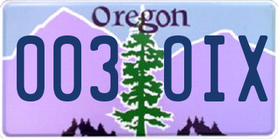 OR license plate 003OIX