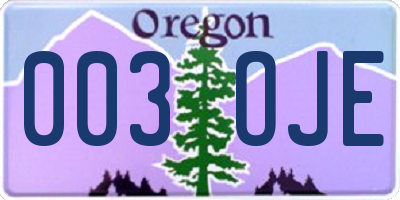 OR license plate 003OJE