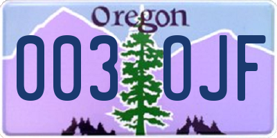 OR license plate 003OJF