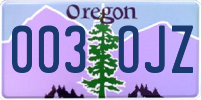 OR license plate 003OJZ