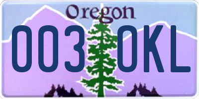 OR license plate 003OKL
