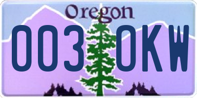 OR license plate 003OKW