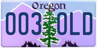 OR license plate 003OLD