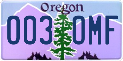 OR license plate 003OMF