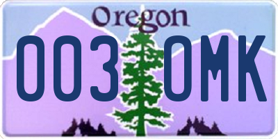 OR license plate 003OMK