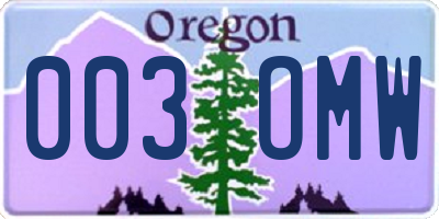 OR license plate 003OMW