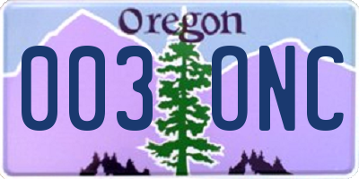 OR license plate 003ONC