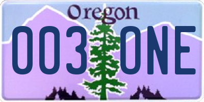 OR license plate 003ONE