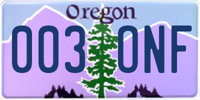 OR license plate 003ONF