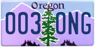 OR license plate 003ONG