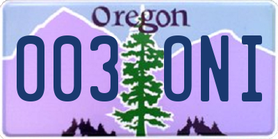 OR license plate 003ONI