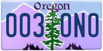 OR license plate 003ONO