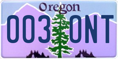 OR license plate 003ONT