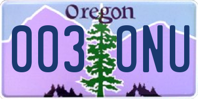 OR license plate 003ONU