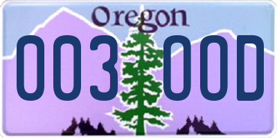 OR license plate 003OOD