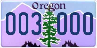 OR license plate 003OOO