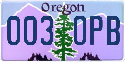 OR license plate 003OPB