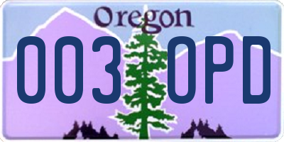 OR license plate 003OPD