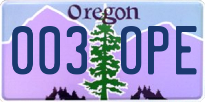 OR license plate 003OPE