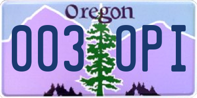 OR license plate 003OPI