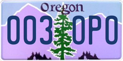 OR license plate 003OPO