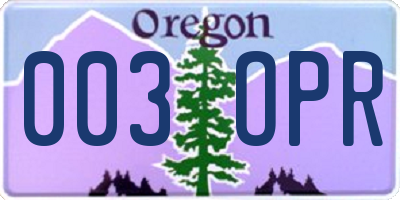 OR license plate 003OPR