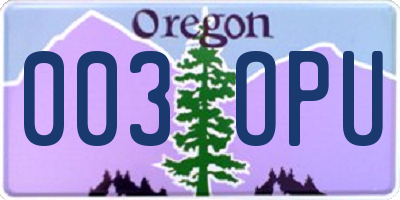 OR license plate 003OPU