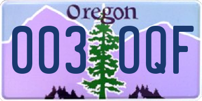 OR license plate 003OQF