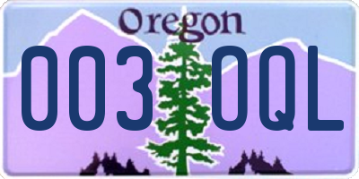 OR license plate 003OQL