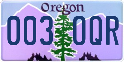OR license plate 003OQR