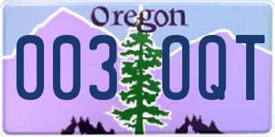 OR license plate 003OQT