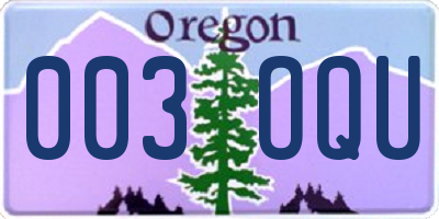 OR license plate 003OQU