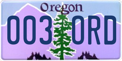 OR license plate 003ORD