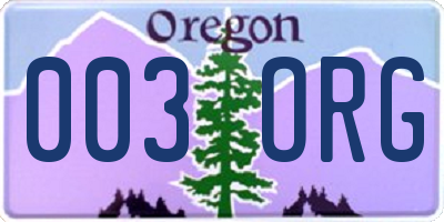 OR license plate 003ORG