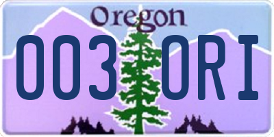 OR license plate 003ORI
