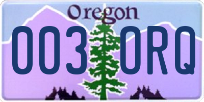 OR license plate 003ORQ