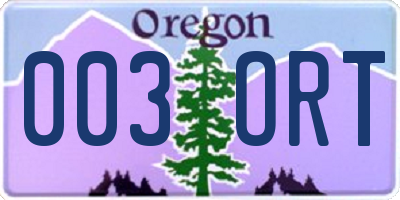 OR license plate 003ORT