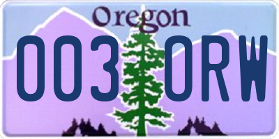 OR license plate 003ORW
