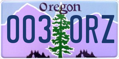 OR license plate 003ORZ
