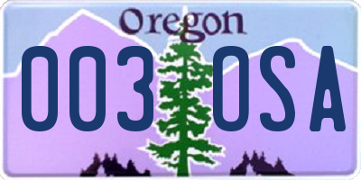 OR license plate 003OSA