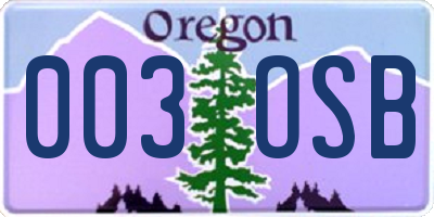 OR license plate 003OSB